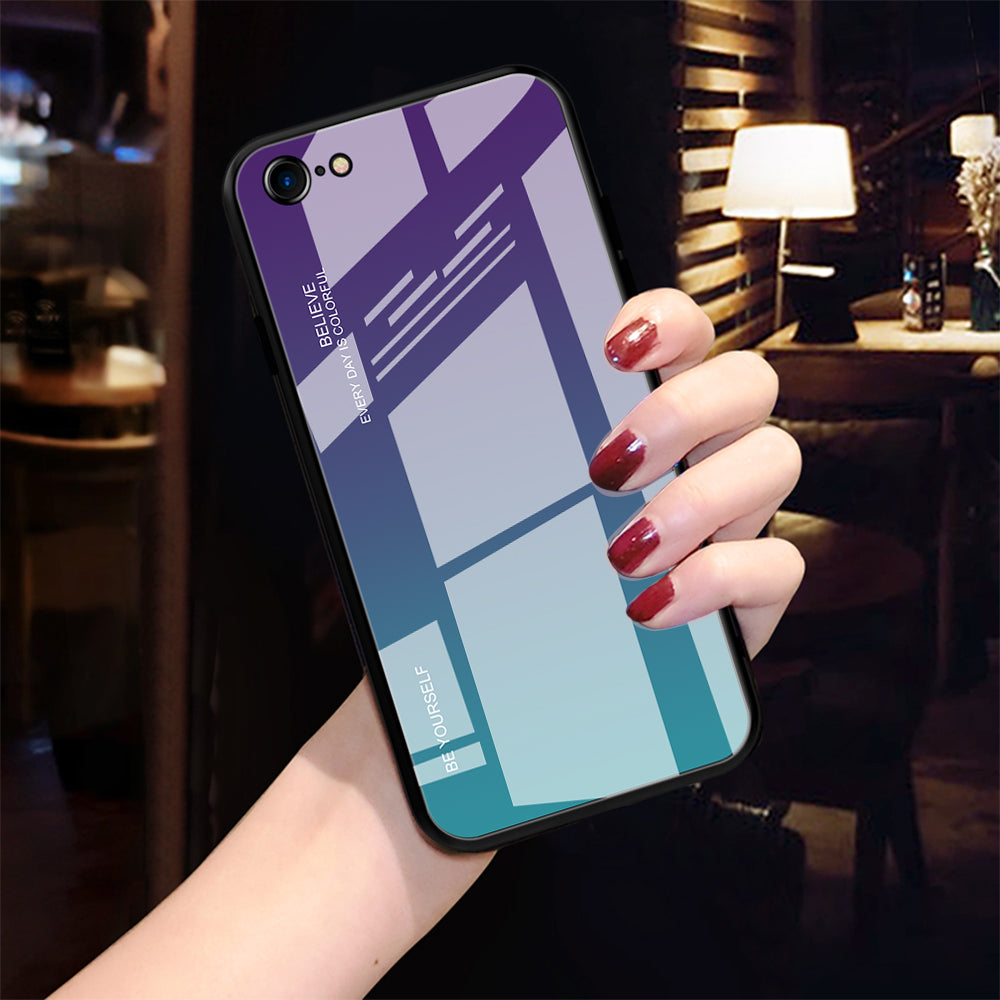Gradient Glass + TPU + PC Hybrid Back Case for iPhone 8/7/SE (2022)/SE (2020)