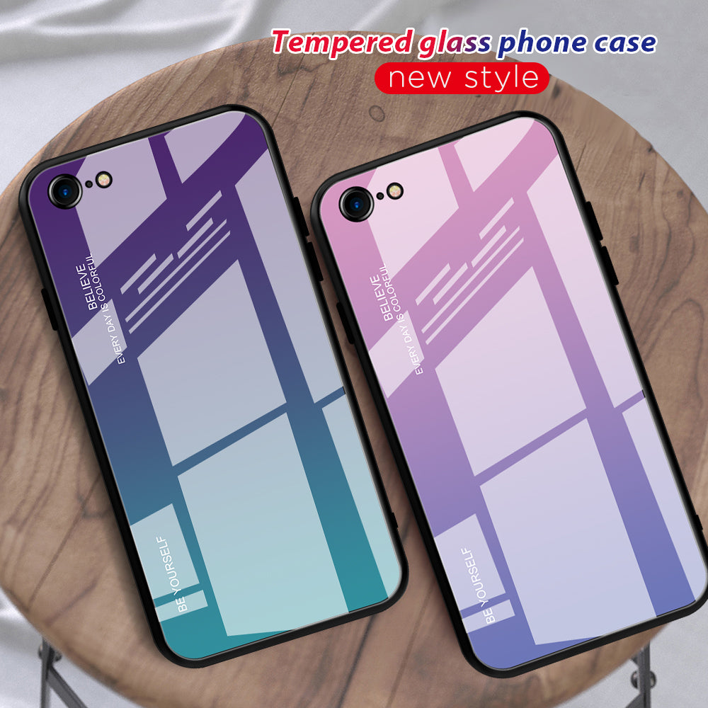Gradient Glass + TPU + PC Hybrid Back Case for iPhone 8/7/SE (2022)/SE (2020)