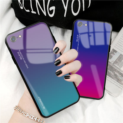 Gradient Glass + TPU + PC Hybrid Back Case for iPhone 8/7/SE (2022)/SE (2020)