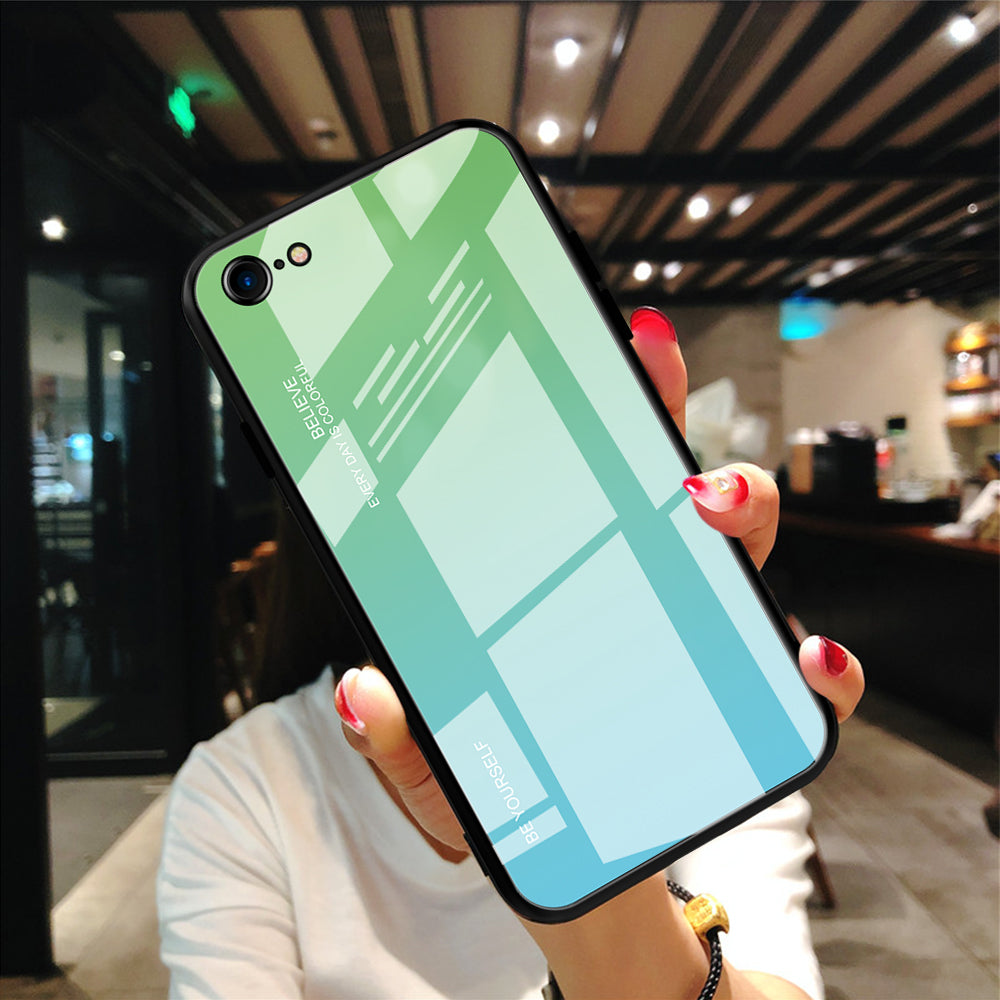 Gradient Glass + TPU + PC Hybrid Back Case for iPhone 8/7/SE (2022)/SE (2020)