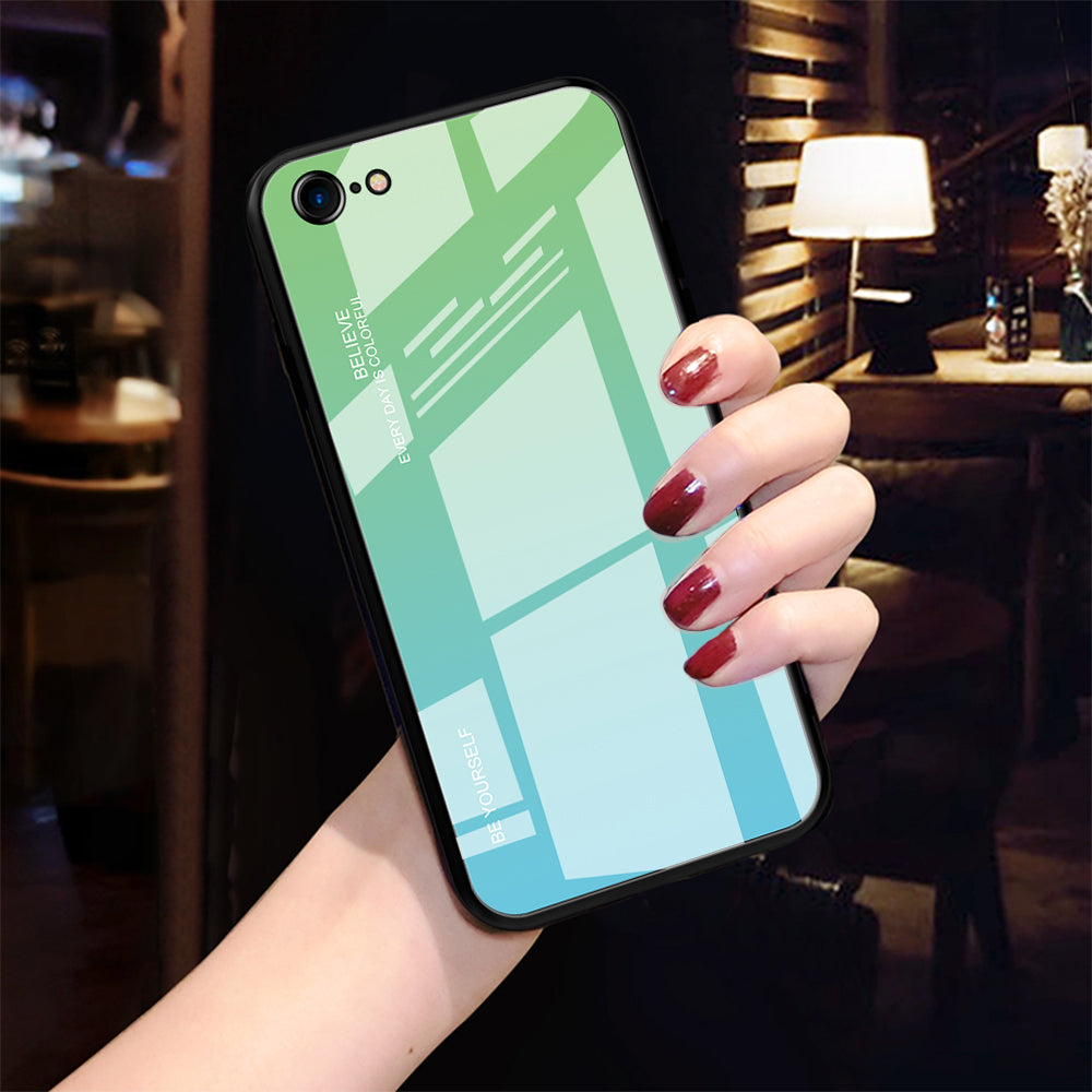 Gradient Glass + TPU + PC Hybrid Back Case for iPhone 8/7/SE (2022)/SE (2020)