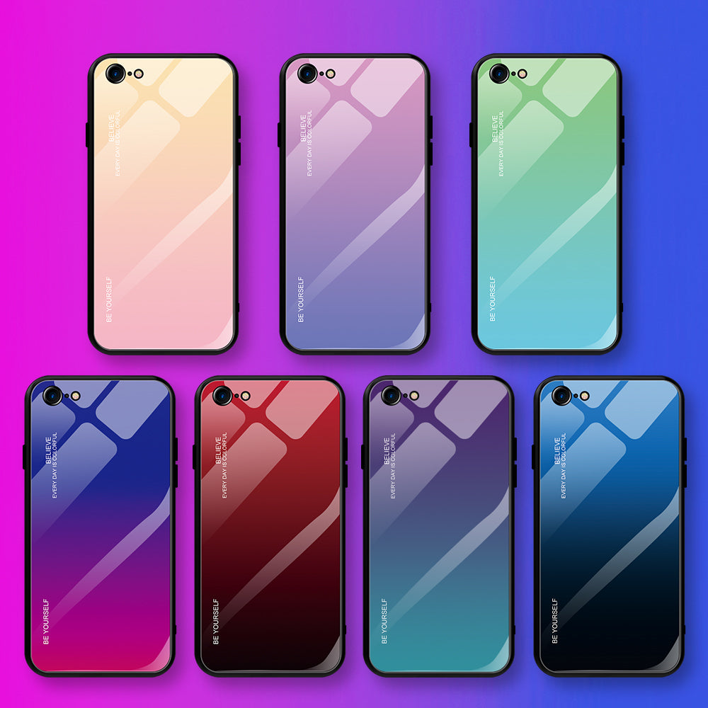 Gradient Glass + TPU + PC Hybrid Back Case for iPhone 8/7/SE (2022)/SE (2020)