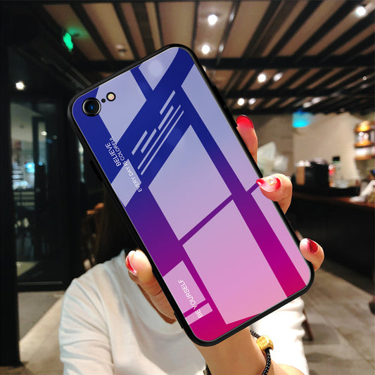 Gradient Glass + TPU + PC Hybrid Back Case for iPhone 8/7/SE (2022)/SE (2020)