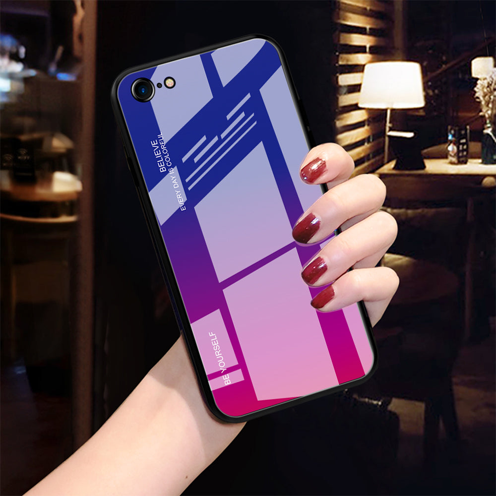 Gradient Glass + TPU + PC Hybrid Back Case for iPhone 8/7/SE (2022)/SE (2020)