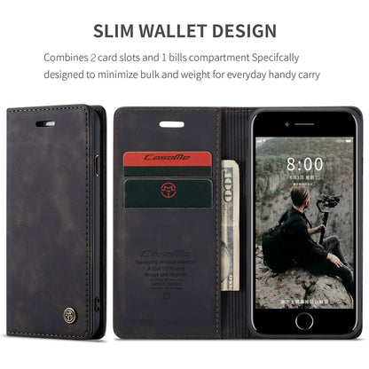 CASEME 013 Series PU Leather Mobile Phone Shell with Wallet Stand for iPhone 8/7/SE (2020)/SE (2022) 4.7 inch