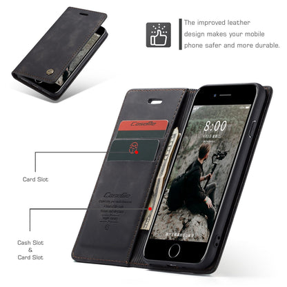 CASEME 013 Series PU Leather Mobile Phone Shell with Wallet Stand for iPhone 8/7/SE (2020)/SE (2022) 4.7 inch