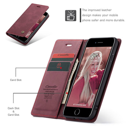 CASEME 013 Series PU Leather Mobile Phone Shell with Wallet Stand for iPhone 8/7/SE (2020)/SE (2022) 4.7 inch