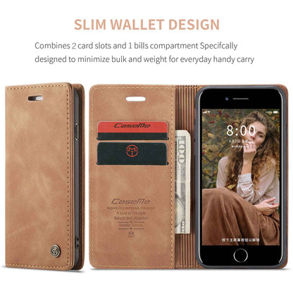 CASEME 013 Series PU Leather Mobile Phone Shell with Wallet Stand for iPhone 8/7/SE (2020)/SE (2022) 4.7 inch