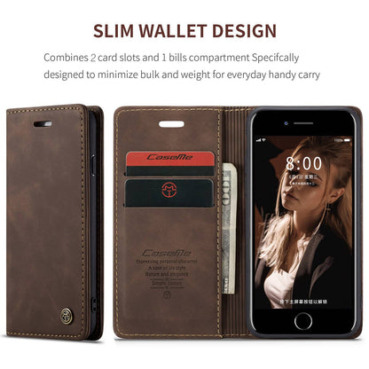 CASEME 013 Series PU Leather Mobile Phone Shell with Wallet Stand for iPhone 8/7/SE (2020)/SE (2022) 4.7 inch