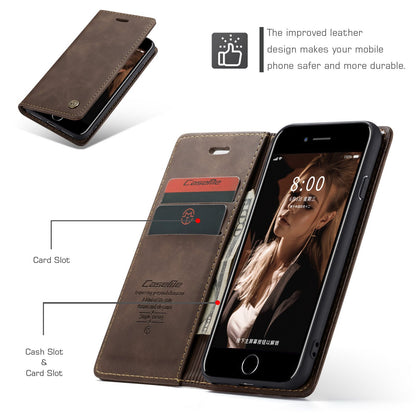 CASEME 013 Series PU Leather Mobile Phone Shell with Wallet Stand for iPhone 8/7/SE (2020)/SE (2022) 4.7 inch