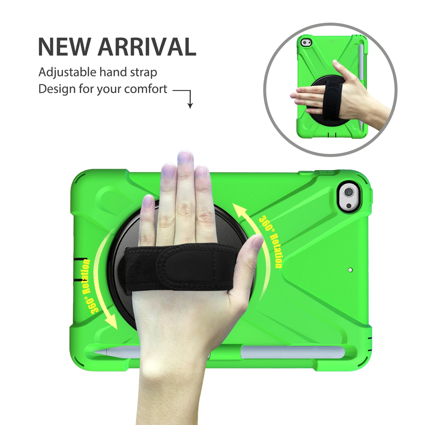 [X-Shape] PC + TPU 360-degree Swivel Kickstand Case with Hand Strap for iPad mini (2019) 7.9 inch / iPad mini 4