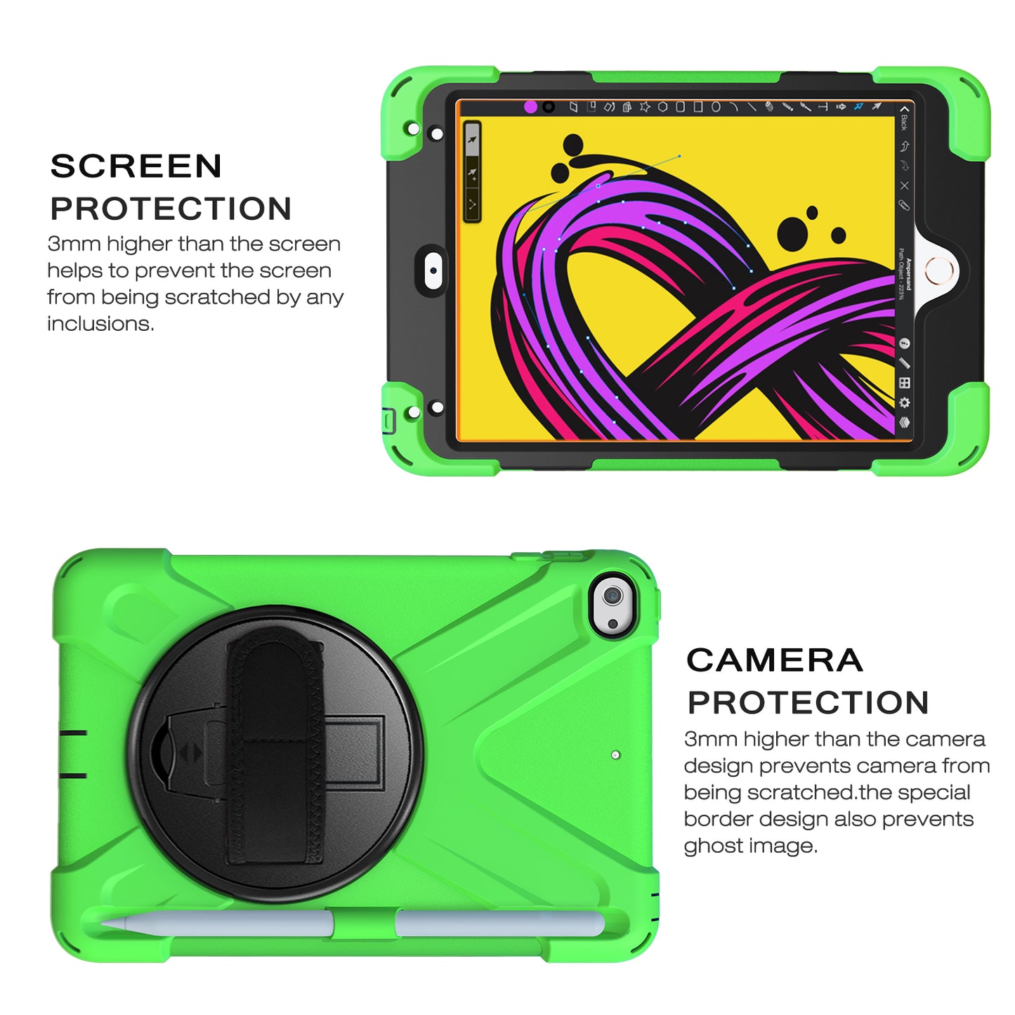 [X-Shape] PC + TPU 360-degree Swivel Kickstand Case with Hand Strap for iPad mini (2019) 7.9 inch / iPad mini 4