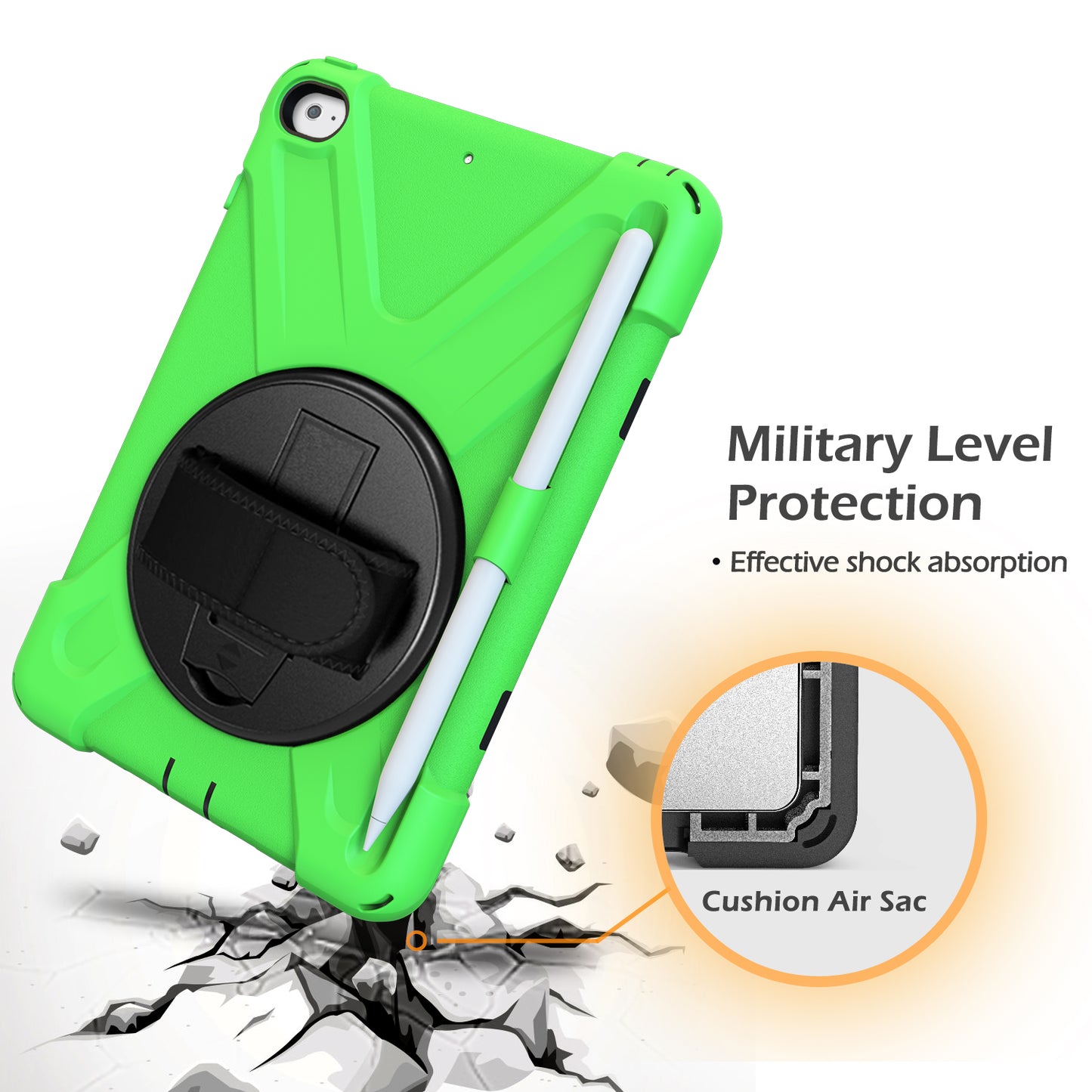 [X-Shape] PC + TPU 360-degree Swivel Kickstand Case with Hand Strap for iPad mini (2019) 7.9 inch / iPad mini 4