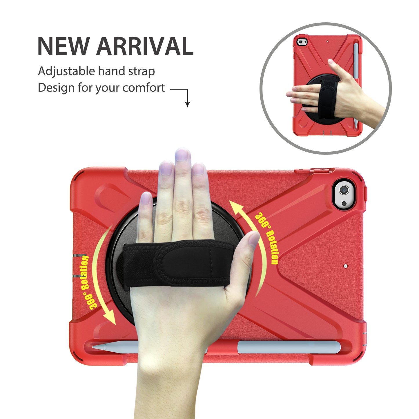 [X-Shape] PC + TPU 360-degree Swivel Kickstand Case with Hand Strap for iPad mini (2019) 7.9 inch / iPad mini 4