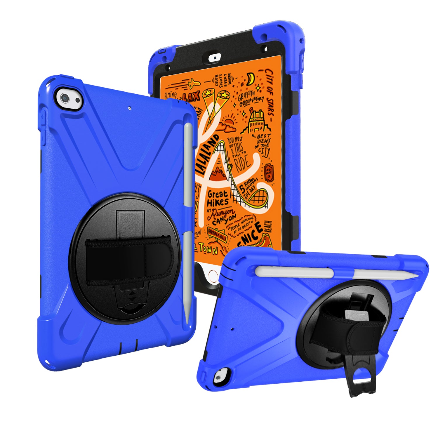 [X-Shape] PC + TPU 360-degree Swivel Kickstand Case with Hand Strap for iPad mini (2019) 7.9 inch / iPad mini 4