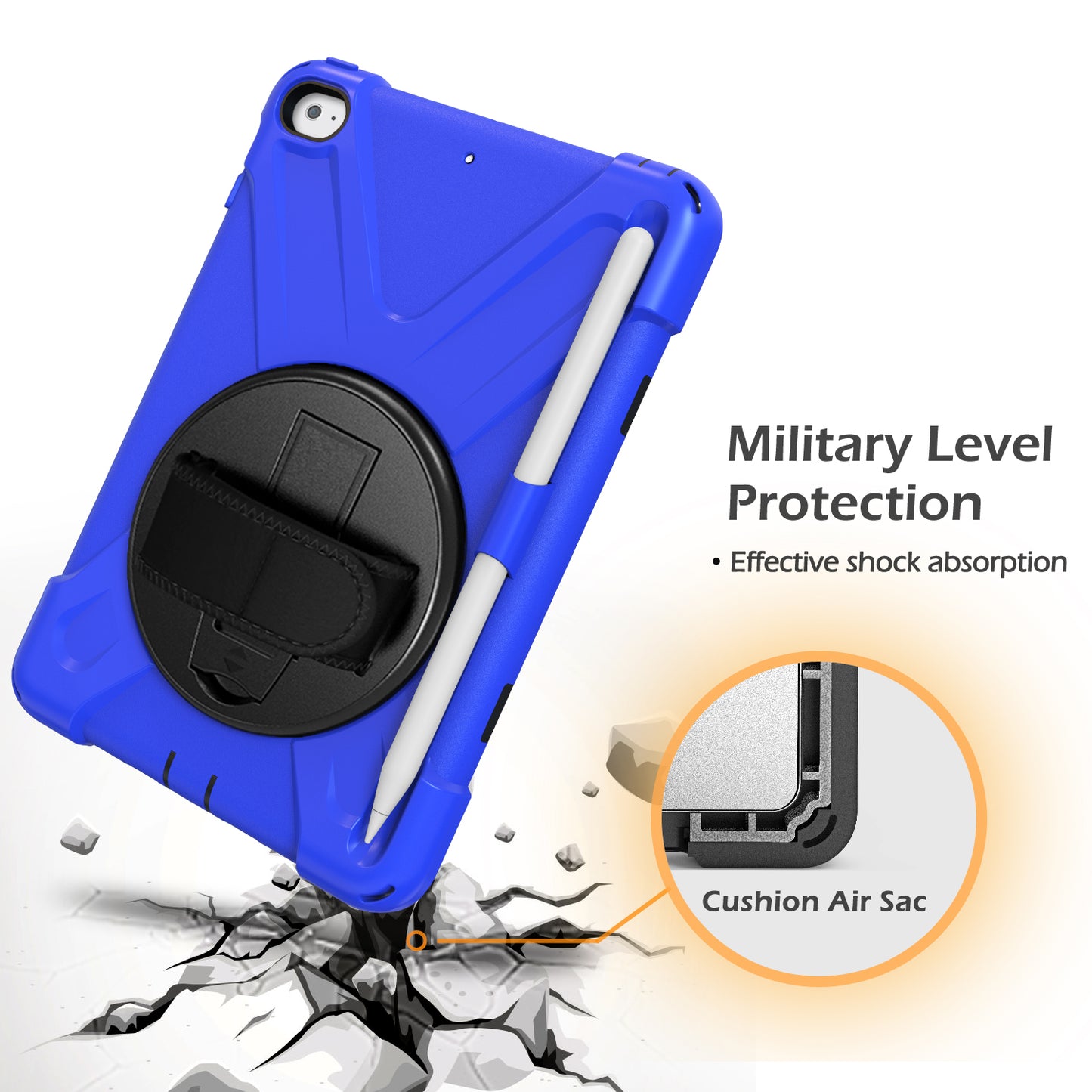 [X-Shape] PC + TPU 360-degree Swivel Kickstand Case with Hand Strap for iPad mini (2019) 7.9 inch / iPad mini 4