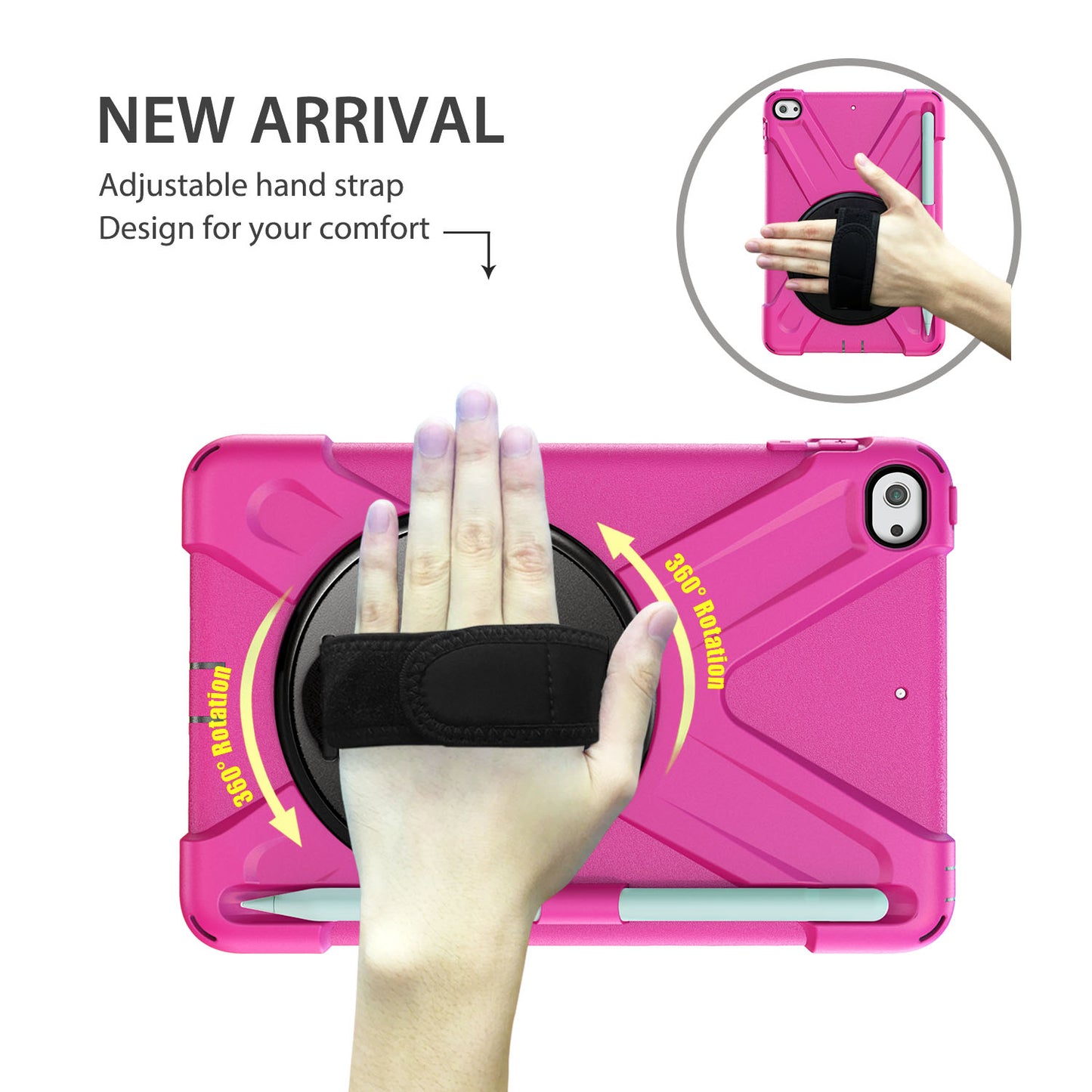 [X-Shape] PC + TPU 360-degree Swivel Kickstand Case with Hand Strap for iPad mini (2019) 7.9 inch / iPad mini 4
