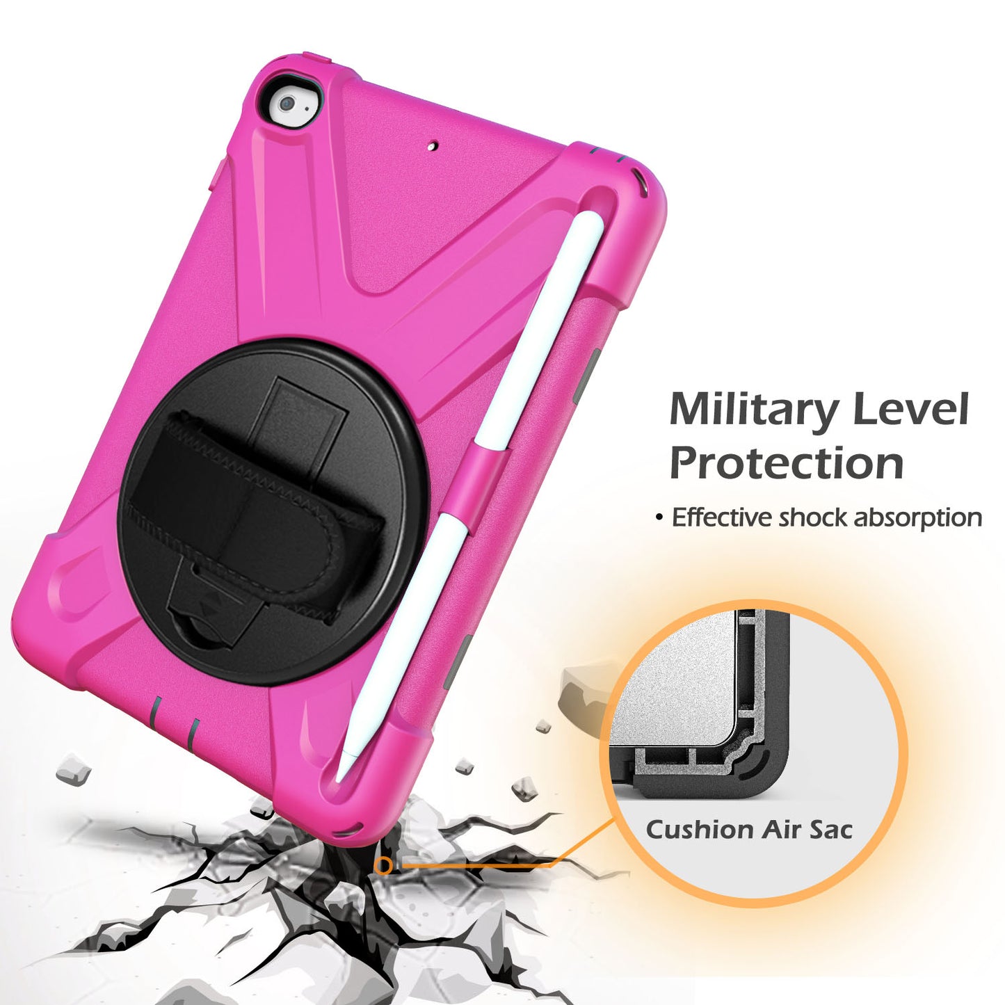 [X-Shape] PC + TPU 360-degree Swivel Kickstand Case with Hand Strap for iPad mini (2019) 7.9 inch / iPad mini 4