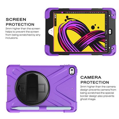 [X-Shape] PC + TPU 360-degree Swivel Kickstand Case with Hand Strap for iPad mini (2019) 7.9 inch / iPad mini 4