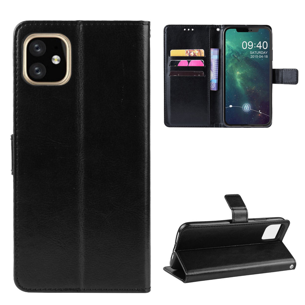 Crazy Horse Texture Leather Wallet Phone Cover for iPhone 11 Pro 5.8 inch (2019)- Black