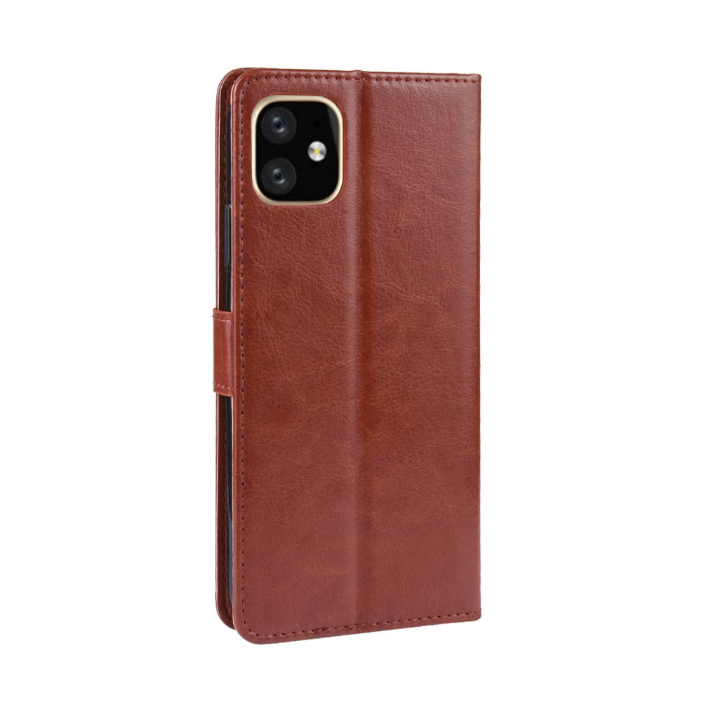 Crazy Horse Texture Leather Wallet Phone Cover for iPhone 11 Pro 5.8 inch (2019)- Brown