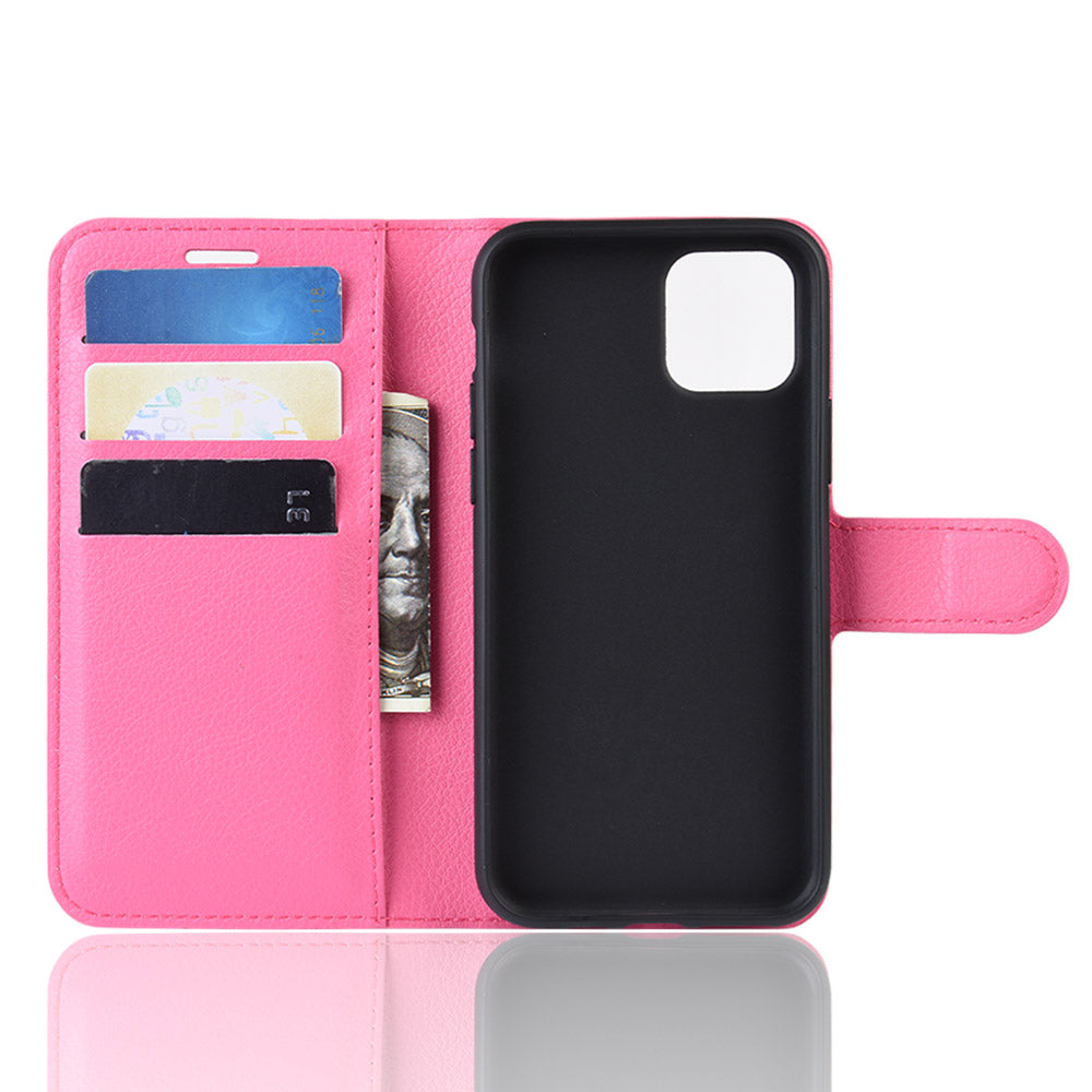 Litchi Skin Leather Wallet Stand Case for iPhone 11 6.1 inch (2019) with Soft TPU Inner Case
