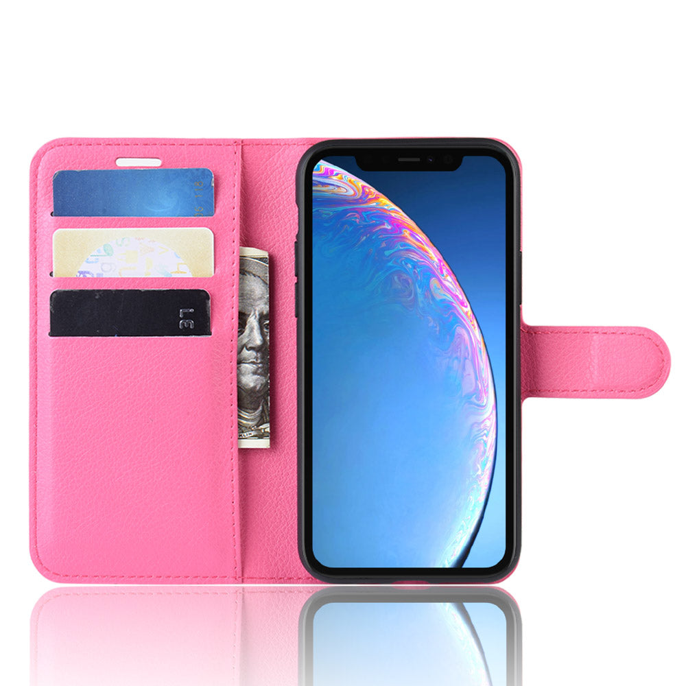 Litchi Skin Leather Wallet Stand Case for iPhone 11 6.1 inch (2019) with Soft TPU Inner Case