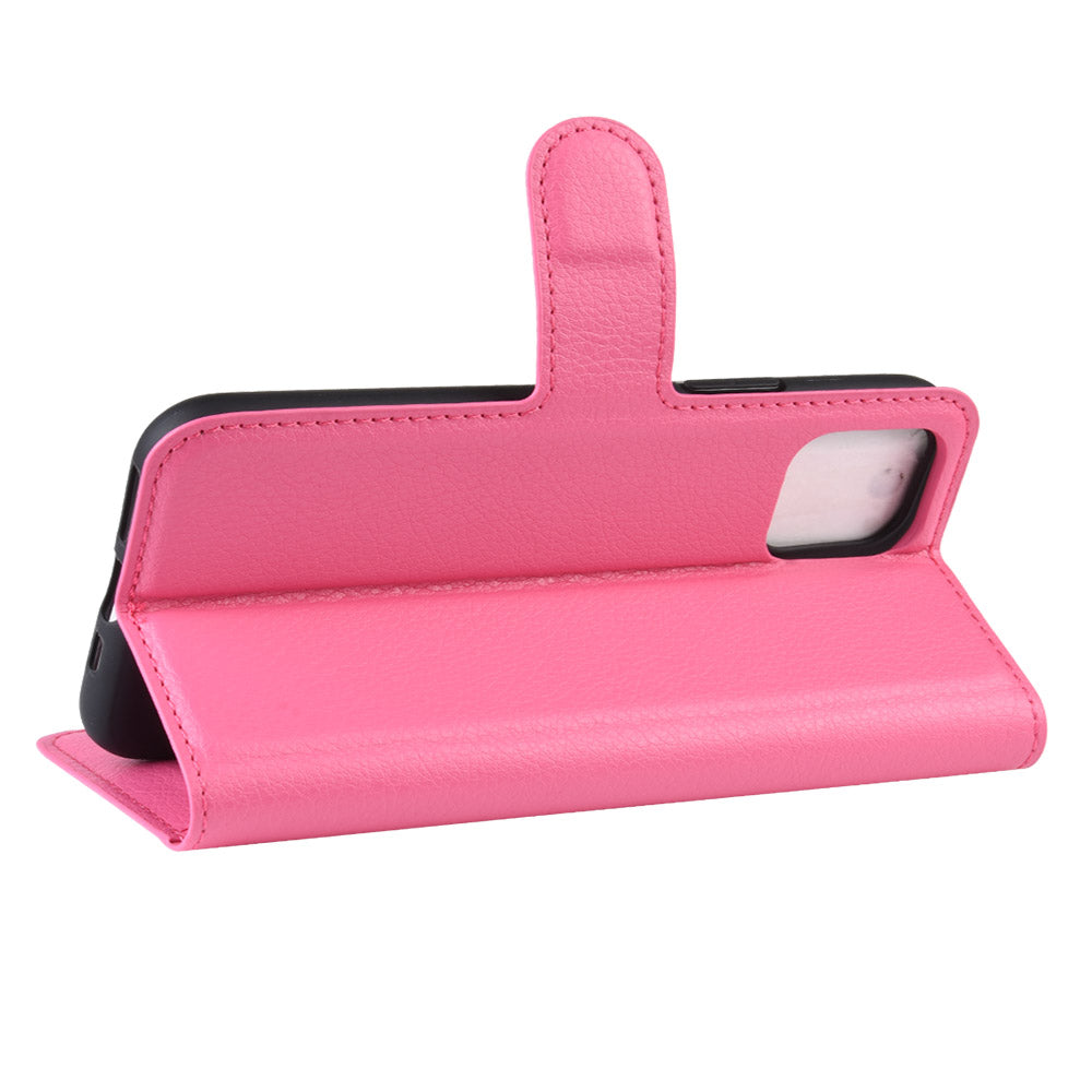 Litchi Skin Leather Wallet Stand Case for iPhone 11 6.1 inch (2019) with Soft TPU Inner Case