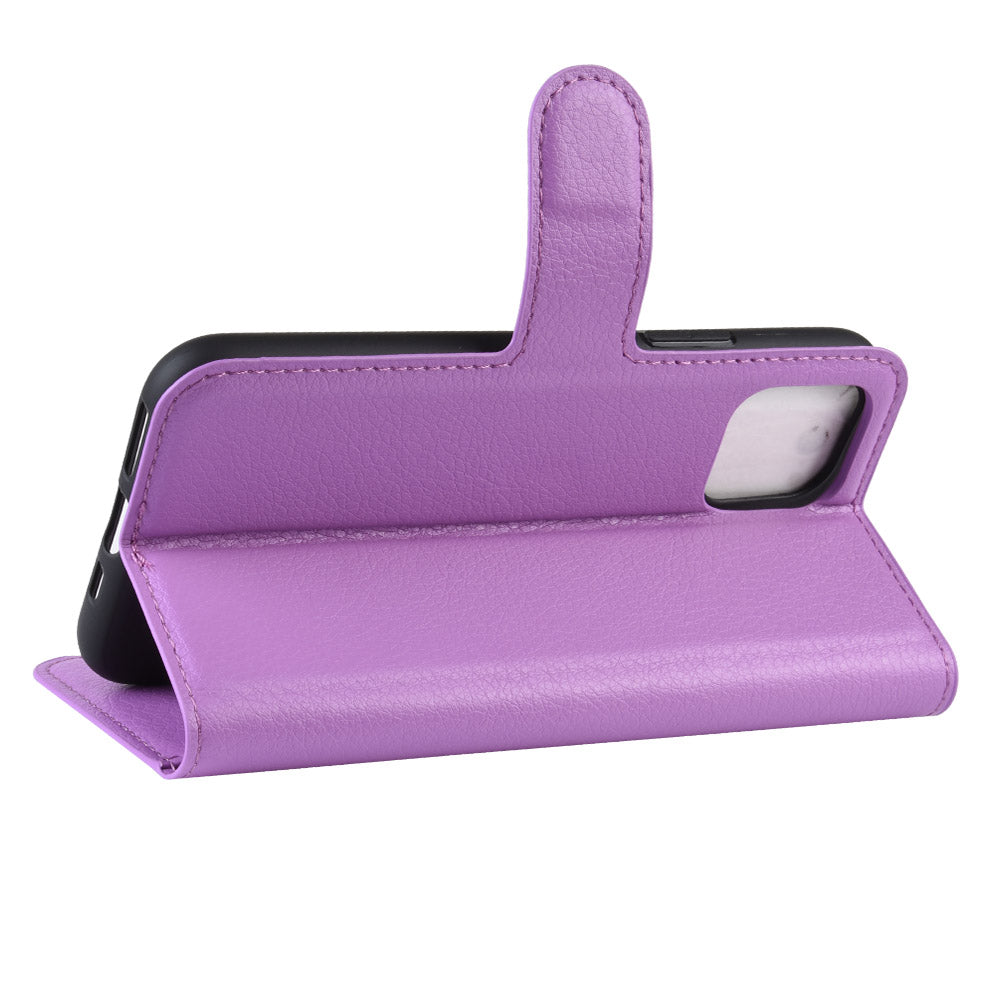 Litchi Skin Leather Wallet Stand Case for iPhone 11 6.1 inch (2019) with Soft TPU Inner Case