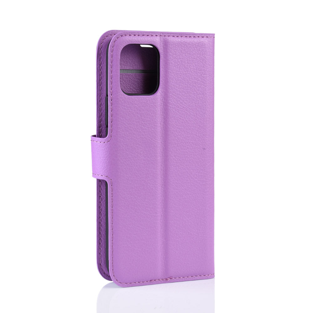 Litchi Skin Leather Wallet Stand Case for iPhone 11 6.1 inch (2019) with Soft TPU Inner Case