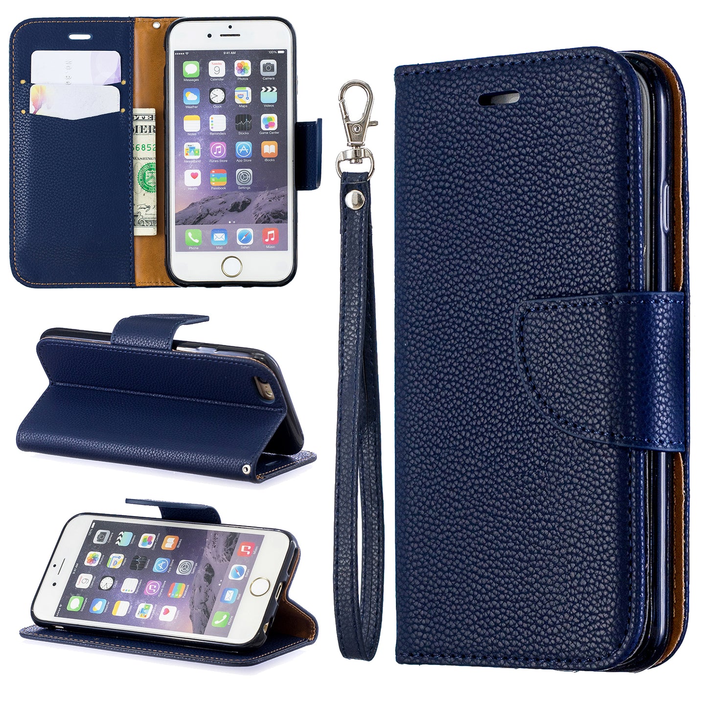 Litchi Texture Leather Wallet Stand Case for iPhone 6/6S