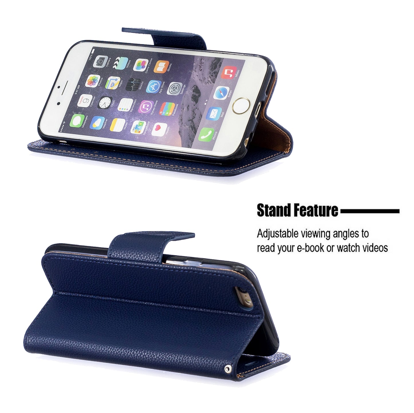 Litchi Texture Leather Wallet Stand Case for iPhone 6/6S