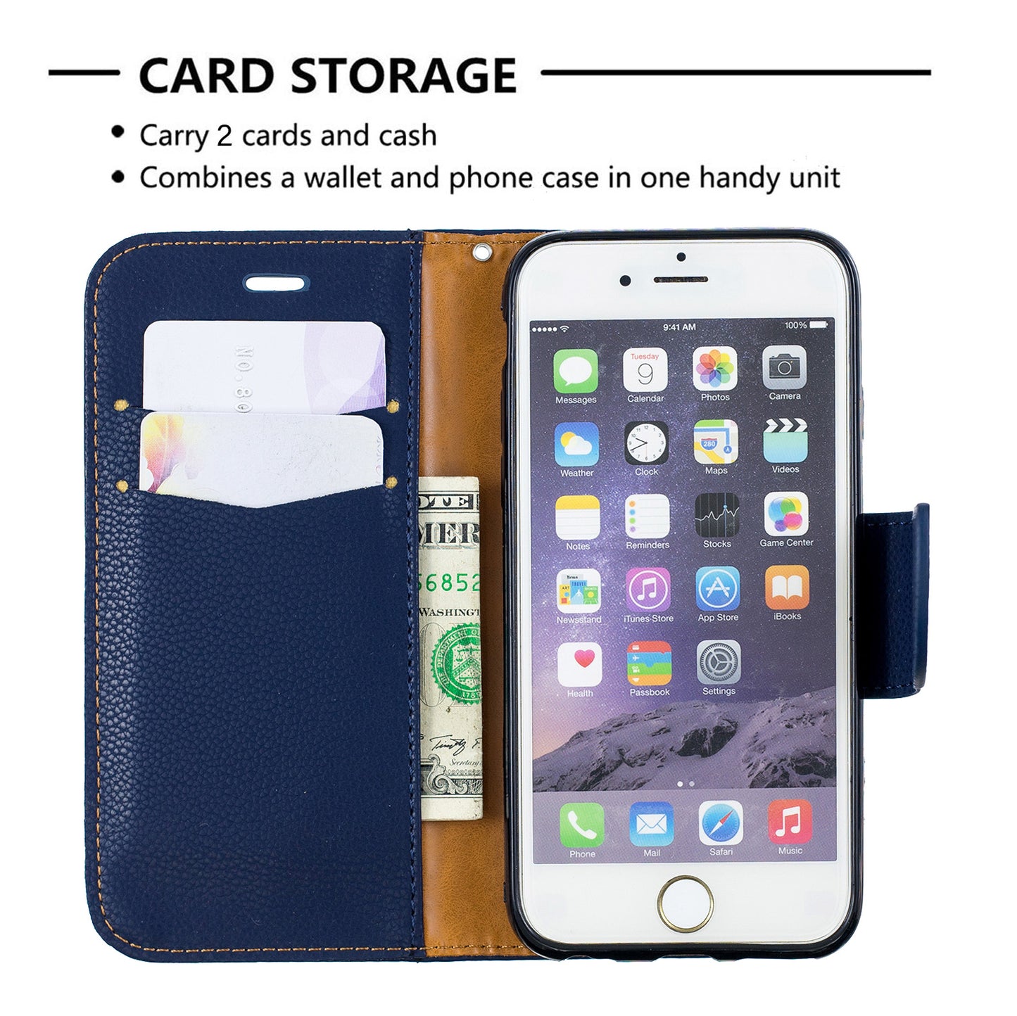 Litchi Texture Leather Wallet Stand Case for iPhone 6/6S