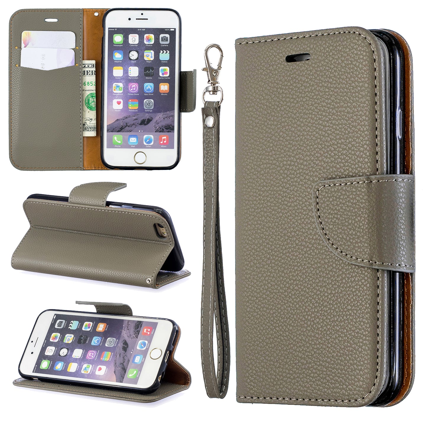 Litchi Texture Leather Wallet Stand Case for iPhone 6/6S