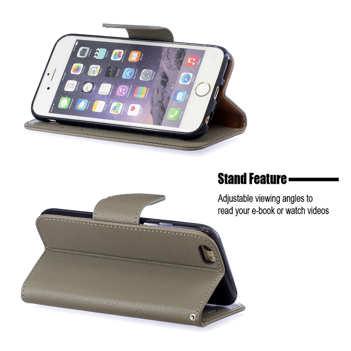 Litchi Texture Leather Wallet Stand Case for iPhone 6/6S