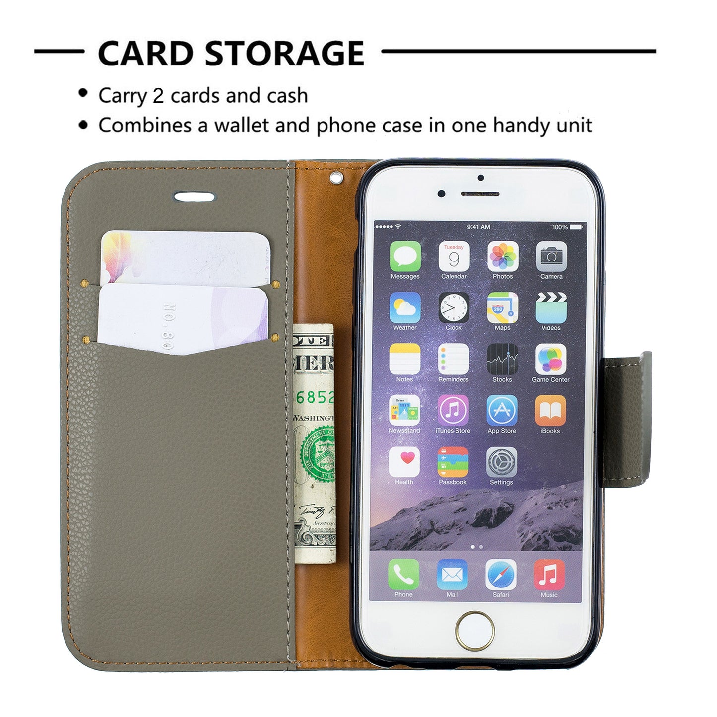 Litchi Texture Leather Wallet Stand Case for iPhone 6/6S