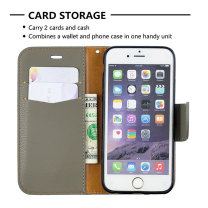 Litchi Texture Leather Wallet Stand Case for iPhone 6/6S