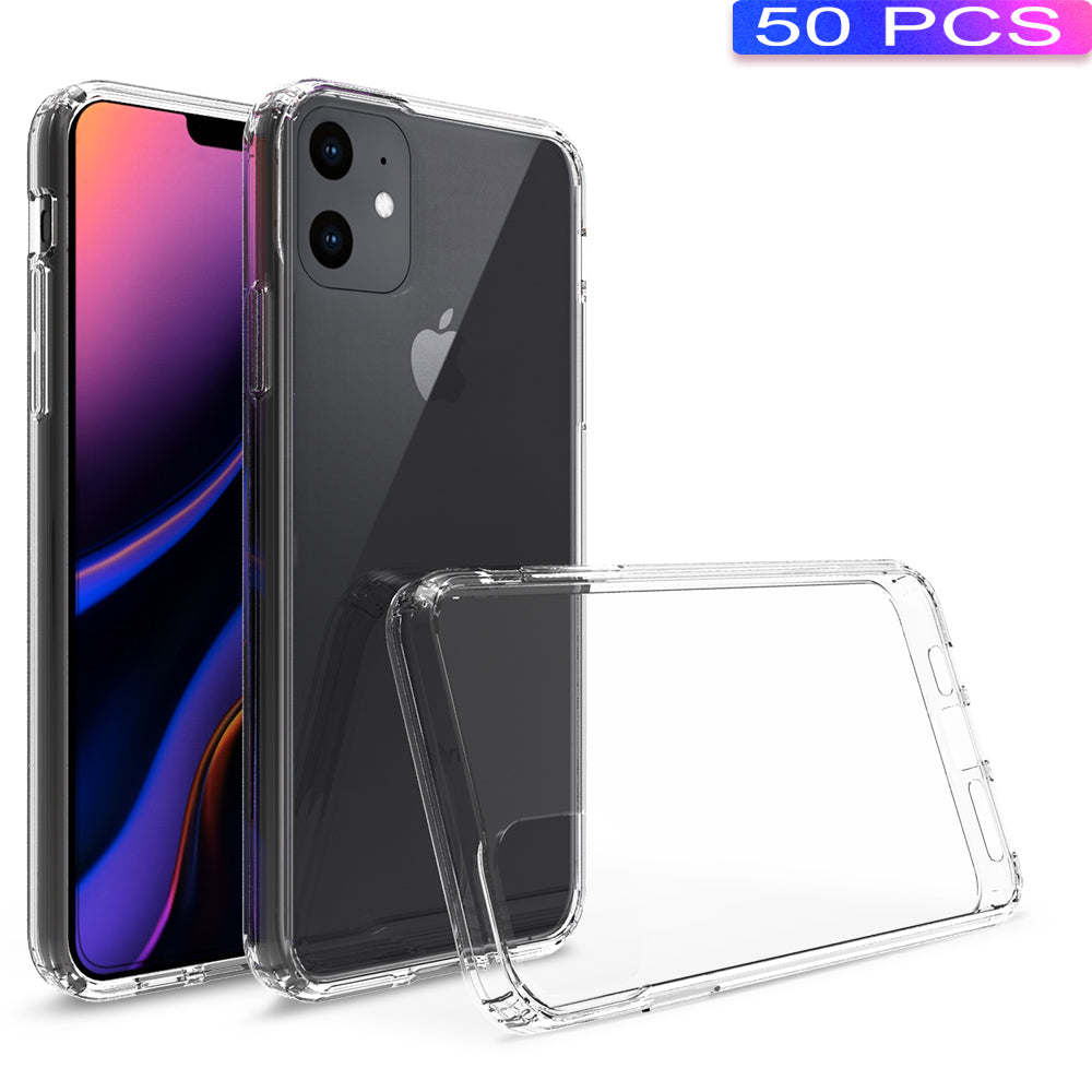 50Pcs/Pack Clear Acrylic + TPU Hybrid Phone Shell for iPhone 11 Pro Max 6.5 inch (2019)