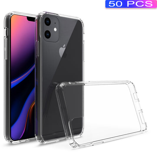 50Pcs/Pack Clear Acrylic + TPU Hybrid Phone Shell for iPhone 11 Pro Max 6.5 inch (2019)