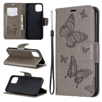 Imprint Butterfly Leather Wallet Phone Case for iPhone 11 Pro Max 6.5 inch (2019)