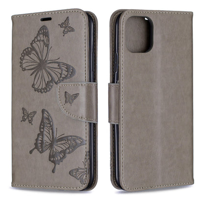 Imprint Butterfly Leather Wallet Phone Case for iPhone 11 Pro Max 6.5 inch (2019)