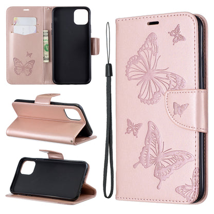 Imprint Butterfly Leather Wallet Phone Case for iPhone 11 Pro Max 6.5 inch (2019)
