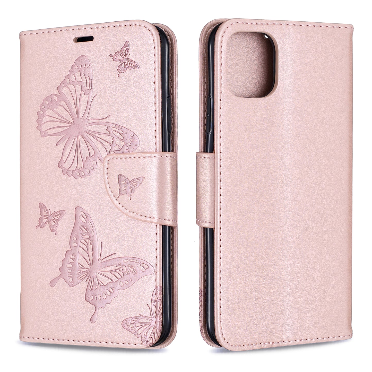 Imprint Butterfly Leather Wallet Phone Case for iPhone 11 Pro Max 6.5 inch (2019)