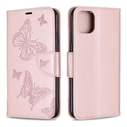 Imprint Butterfly Leather Wallet Phone Case for iPhone 11 Pro Max 6.5 inch (2019)