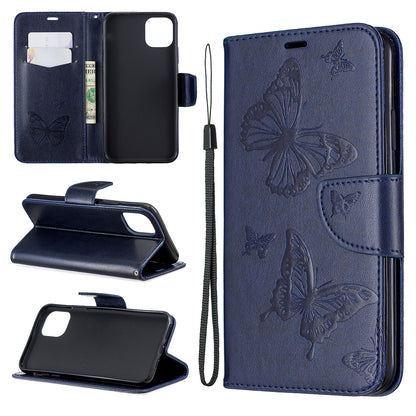 Imprint Butterfly Leather Wallet Phone Case for iPhone 11 Pro Max 6.5 inch (2019)