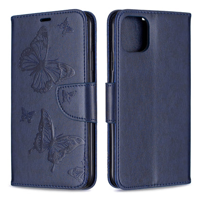 Imprint Butterfly Leather Wallet Phone Case for iPhone 11 Pro Max 6.5 inch (2019)