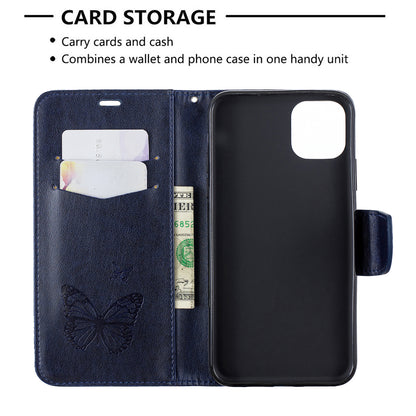 Imprint Butterfly Leather Wallet Phone Case for iPhone 11 Pro Max 6.5 inch (2019)
