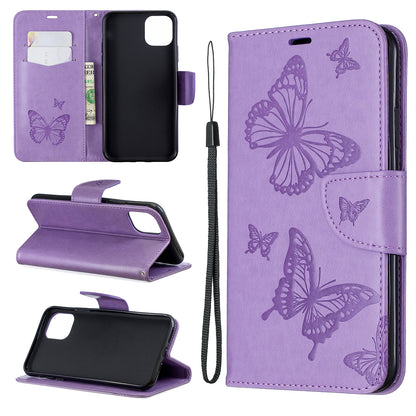 Imprint Butterfly Leather Wallet Phone Case for iPhone 11 Pro Max 6.5 inch (2019)