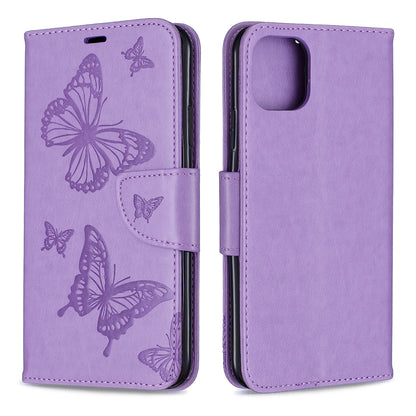 Imprint Butterfly Leather Wallet Phone Case for iPhone 11 Pro Max 6.5 inch (2019)
