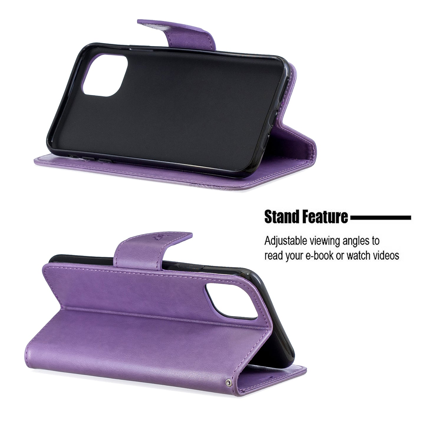 Imprint Butterfly Leather Wallet Phone Case for iPhone 11 Pro Max 6.5 inch (2019)